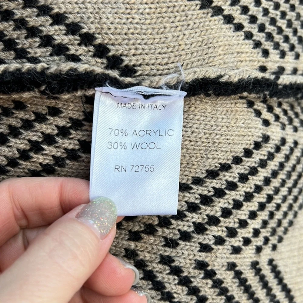 Gio&Gio sweater jacket | black and Tan | size: Small | collar and buttons up - Picture 7 of 9